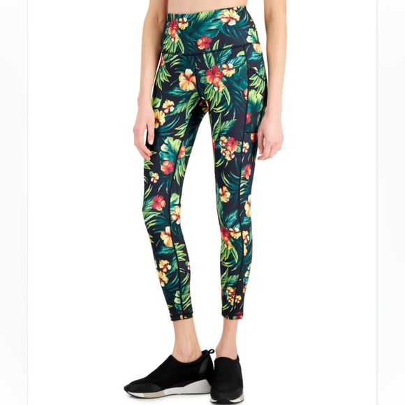 🌹Ideology women’s floral tropical compression leggings cropped length size M - Picture 1 of 15